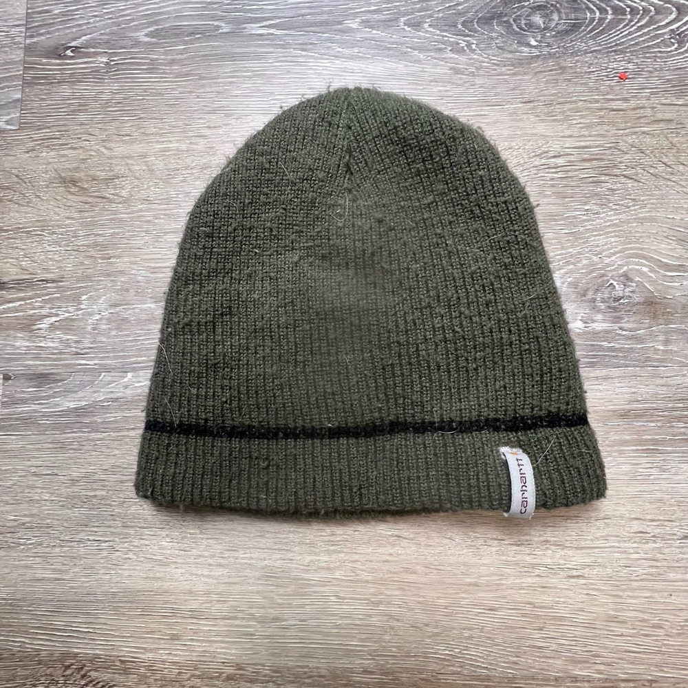 Carhartt Beanie Unisex OS Olive Green 3M Thinsulate Striped Knit Workwear‎ Hat